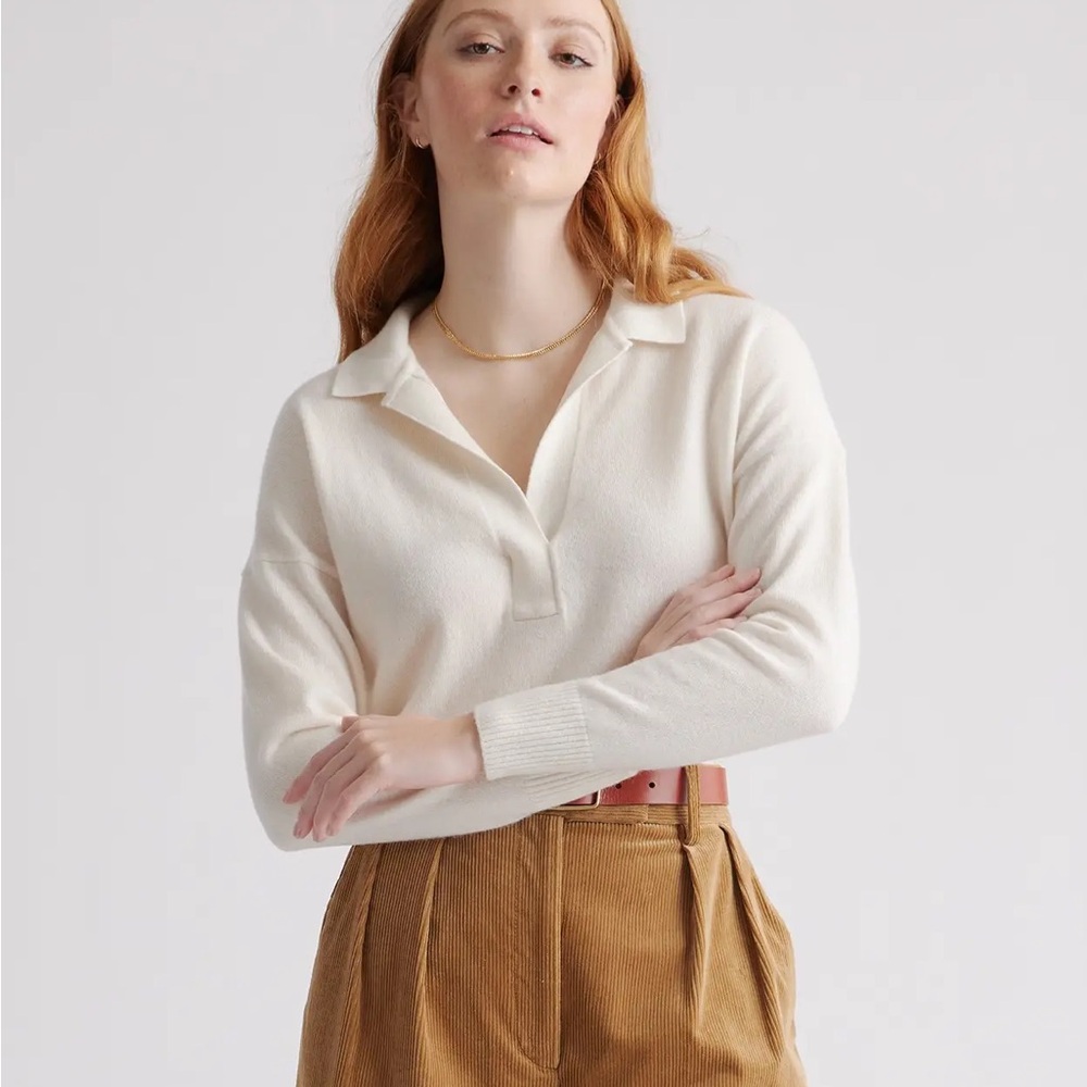 Quince Cashmere Long Sleeve Polo